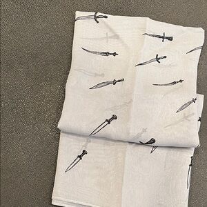 Gray Scarf with Black Sword Print by Rag and Bone 35in x 35 in